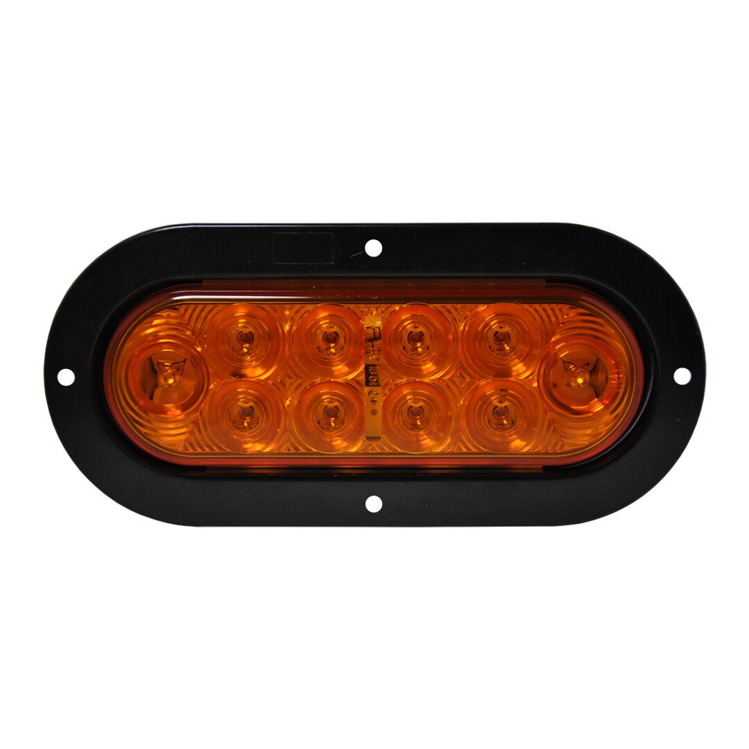 LED Oval 3-Pin Amber Lamp 10-dio w/ Black Flange