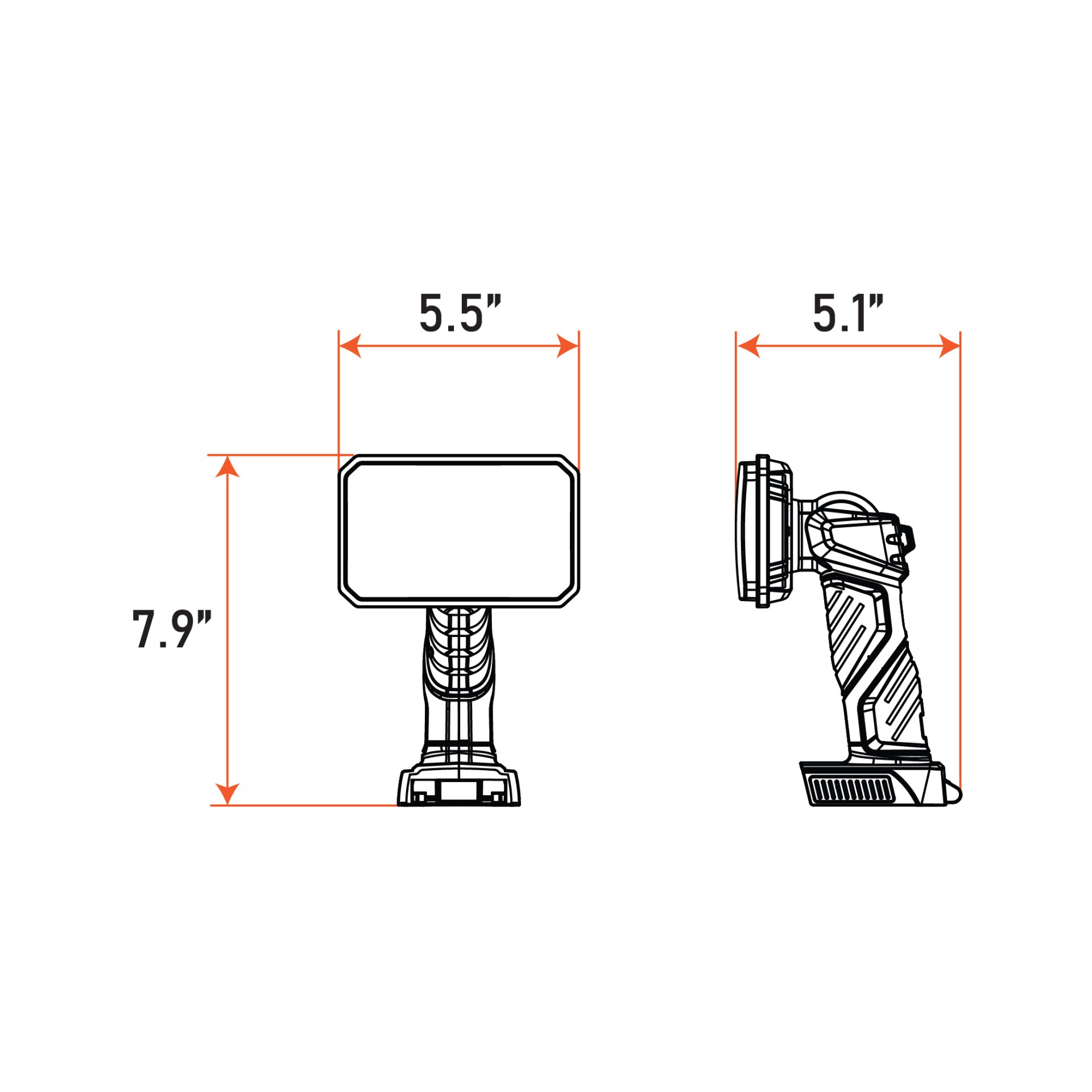 5″ LED Handheld Work light flood/spot combo for Milwaukee battery