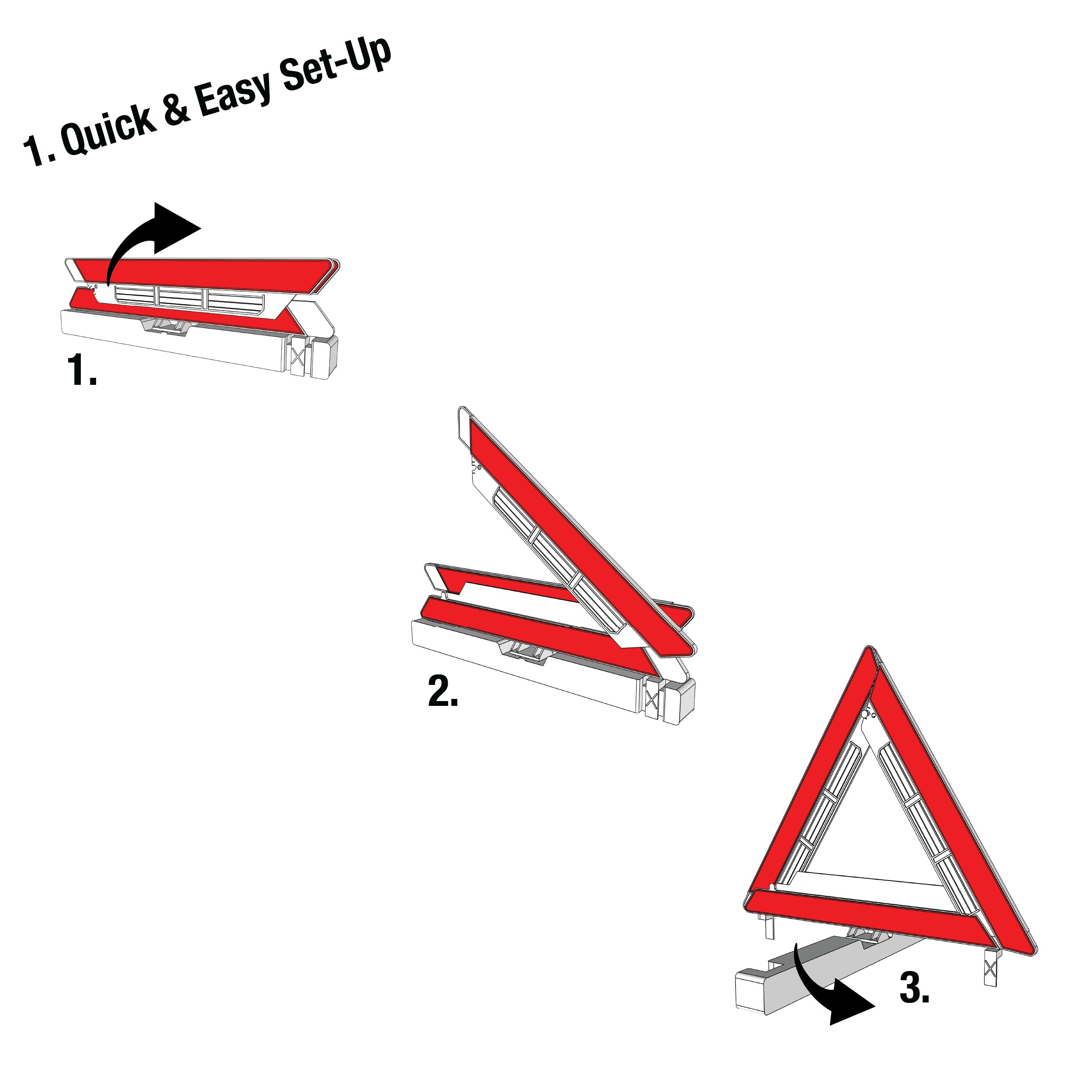 Reflective warning triangle safety set 3 pieces